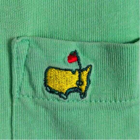 Masters Golf T-Shirt L Green Pocket Tee Augusta National Logo 100% Cotton Men’s - Picture 2 of 5
